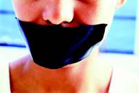 picture of woman with taped mouth